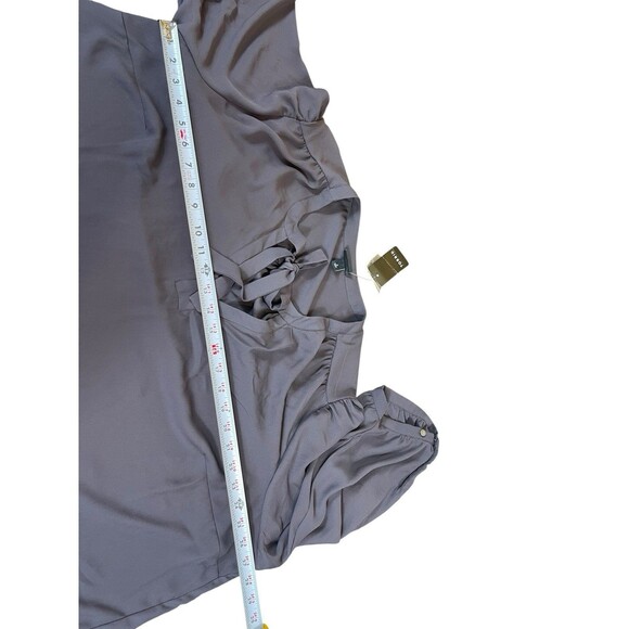 Torrid 3X (22/24) Gray Long Sleeve Tie Neck Peasant Sheer Relaxed Tunic Top NWT - Picture 11 of 14